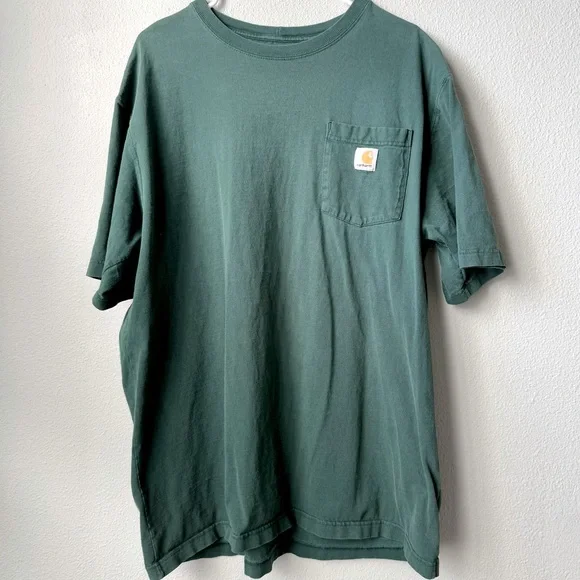 Carhartt K87 Original Fit Short Sleeve Pocket Tee-Green Men’s Size Large Tall - Picture 1 of 9